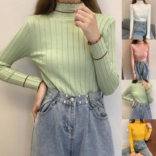 Knitwear Fashion Sexy Women Slim Long Sleeve Mock Neck Lace Knitwear Pullover Blouse Top Womens Clothing ropa de mujer 2021