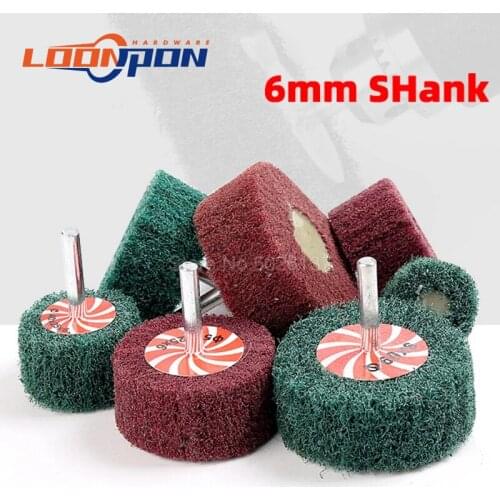 1Pc Non-woven Flap Sanding Wheel 180#/320# 6mm Shank Fiber Abrasive Scouring Pad Polishing Grinding Wheel For Metal Cleaning