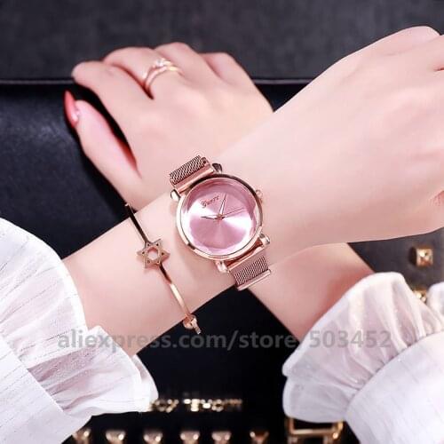 100pcs/Lot Zegarek Damski Women Watches Fashion Round Dial Quartz Mesh Belt Wristwatch Leisure Clock Relogio Feminino Wholesale