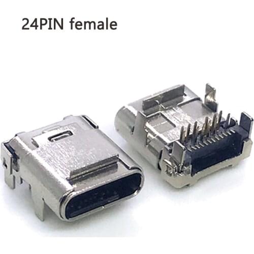 2-6pcs Type C Micro 24Pin USB 3.1 Four-pin board double shell Female Port Jack Tail Sockect Plug For phone charge data connector