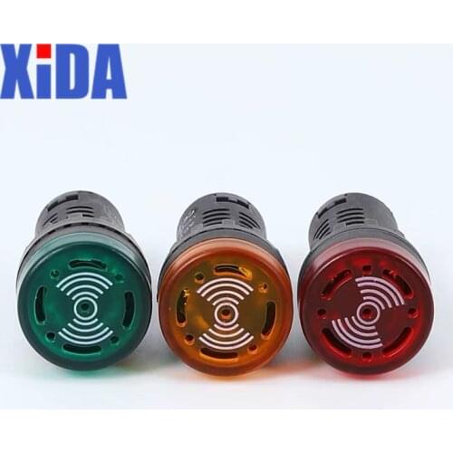 3Pcs red green yellow LED flash alarm indicator light signal lamp Flash buzzer DC 12V 24V AC 110V 220V 22mm AD16