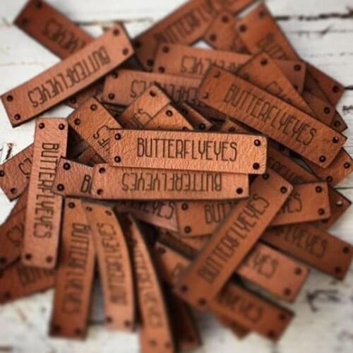 30pcs Handmade label leather for Knitting Crochet products Personalized Sewing tags for clothes with logo Garment - DIY labels