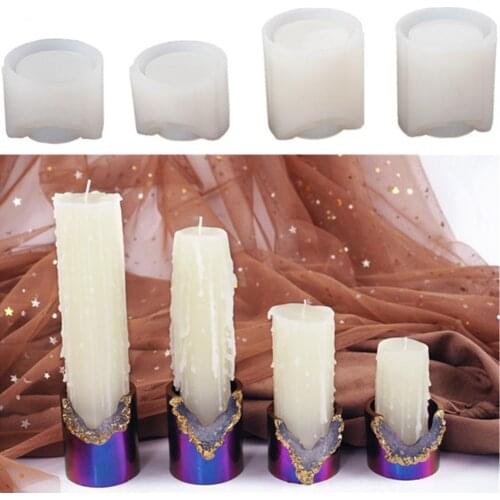 3D Mirror Silicone Candle Base Mould Aromatherapy Candle DIY Resin Mold Candlestick Molds Making Supplies For Desk Decoration