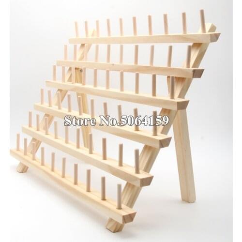 Home Type Solid Wood Shelf Folding Spool Storage Rack Sewing Thread Rack 60-Spool Thread Organizer For Sewing Embroidery