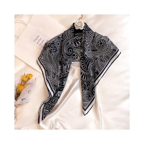 90*90cm Korean New Twill Weave Silk Cashew Large Square Scarf Womens Fashion Decorative Neckerchief Shawl women
