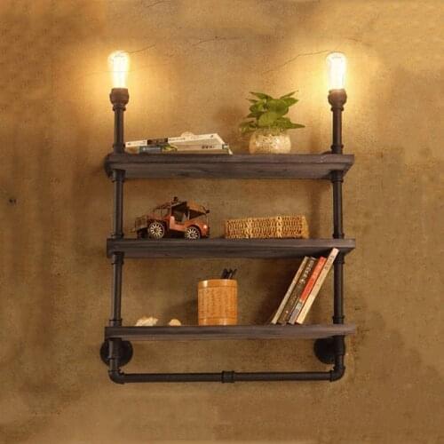 Amercian style antique industrial wall lamp study store shop restaurant cafe light iron bookshelf lamps e27 vintage wall sconce