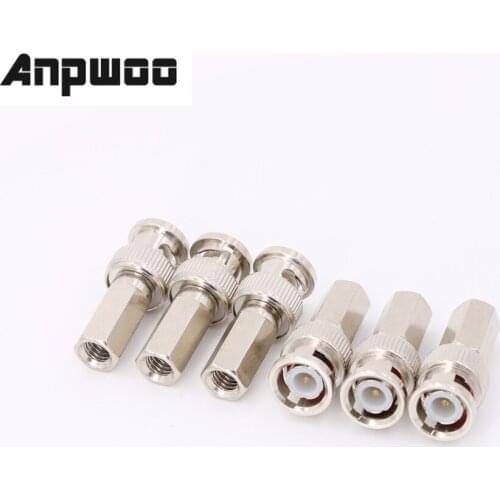 ANPWOO BNC Connector Male Security CCTV System Accessory Screw Twisted Jack for Coaxial Surveillance