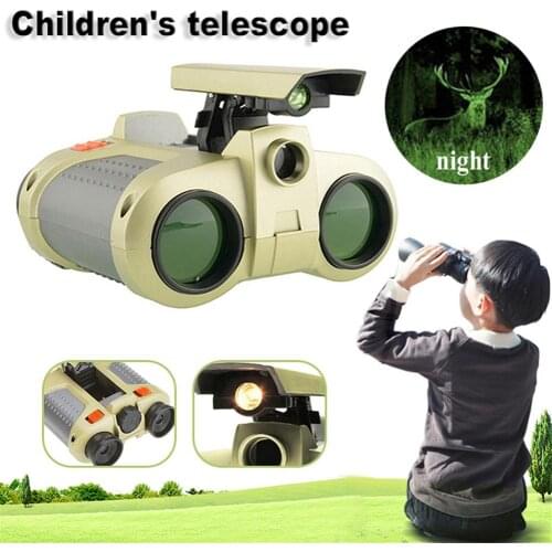 4x30 Binocular Telescope Night Vision Scope Binoculars Pop-up Light Green Film Focusing Fixed Zoom Children Kid Boy Toys Gifts