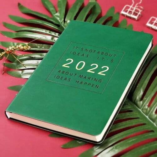 Agenda 2022 Schedule Book Notebook Schedules Office 365 Daily weekly Planner PU Cover Journal Calendar Notepad 352 Page Supplies