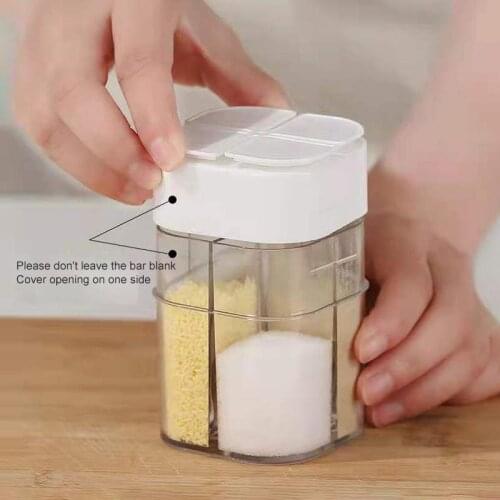 Household Seasoning Bottle Plastic Four In One Flap Seasoning Tank Salt Tank Combination Sealing Moisture Proof Support Dropship