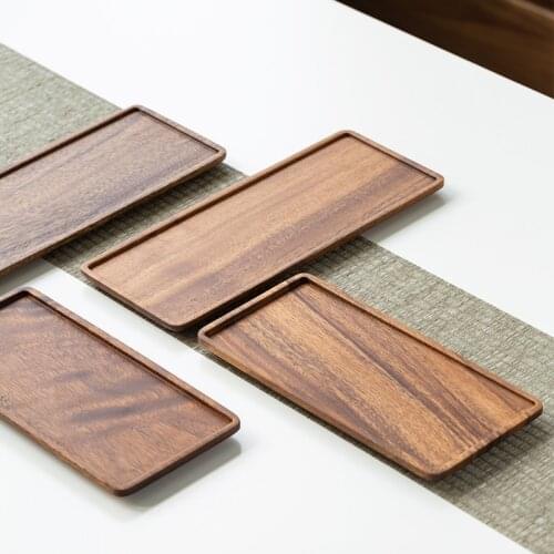 Black Walnut Rectangle Wooden Tea Tray Serving Table Plate Snacks Food Storage Dish For Hotel Home Serving Tray Mordern