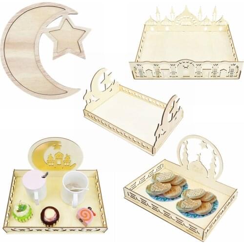 EID Mubarak Wooden Decoration Ramadan Kareem Star Moon Wooden Ornament Eid Islamic Musilm Event Party Home Table Decor Supplies