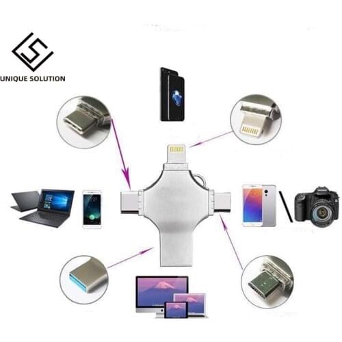 Pen Drive Type c Otg Usb Flash Drive 3.0 For Iphone ipad Android 16gb 32gb 64gb 128gb 256gb Pendrive 4in1