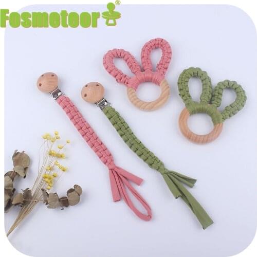 Fosmeteor Vintage Simple Crochet Pacifier Clip Baby Cotton Tassel Pacifier Chain for Newborn Teething Soother Dummy Clips