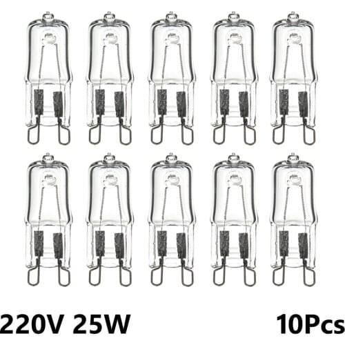 25W G9 10pcs Halogen Bulb Halogen 220V 2900K indoor lighting Super Bright Warm White Light For Each Lamp Wall Lamps Clear Glass