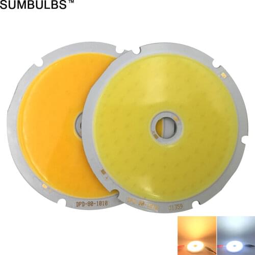 Sumbulbs 80mm Diameter Round COB LED 50W Chip On Board Light Source for DIY LED map Bulb Warm Cool White DC 30-33V Super Bright