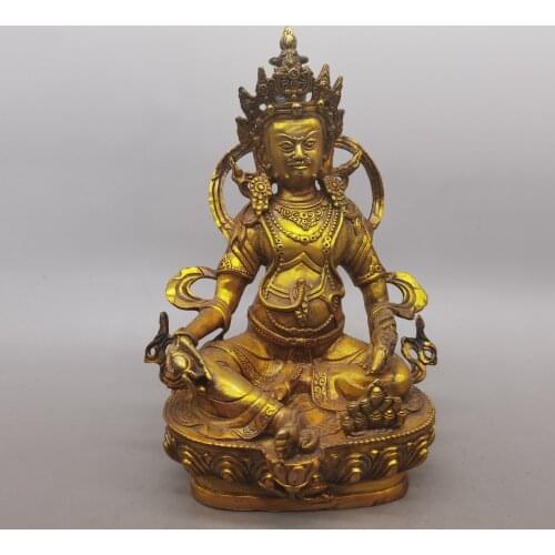 Asian Antique Art Collection Crafts, Chinese Old Brass Dzambala Sculpture,Home Decoration Metal Handmade Statue