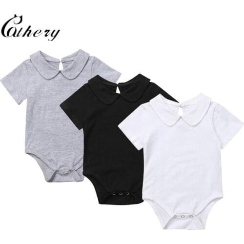 Cathery Fashion Infant Kids Baby Girls Boys Romper Jumpsuit Outfits Solid Color Clothes