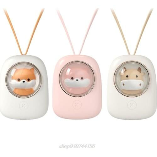 New Cute Hanging Neck Fan Rechargeable Mini USB Charging Portable Desktop Cartoon Rope Space Capsule Small Fan M19 21 Dropship