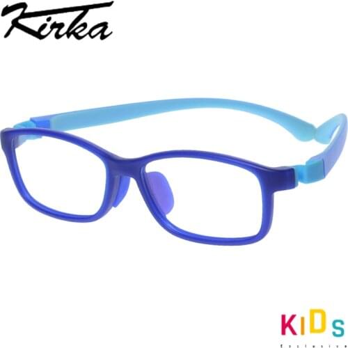 Kirka Flexible Optical Children Glasses Frame TR90 Silicone Glasses Flexible Sports Blue Child Eyeglasses Eyewear Frames Rubber