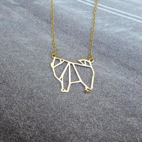 Wholesale Trendy Origami Chow Chow Necklace Women Statement Necklace Pet Jewelry Dog Lover