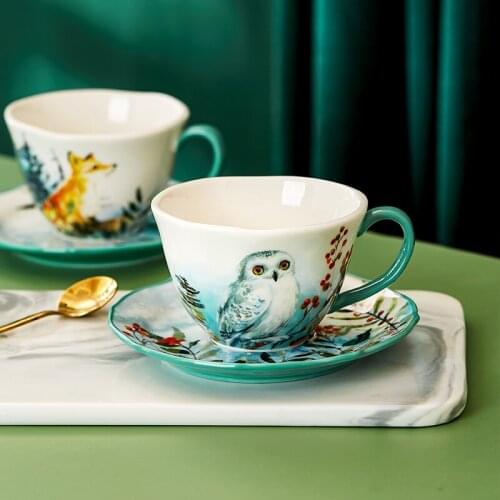 Manual Porcelain Saucer Sset Creativity Modern Eco Friendly Ceramics Turkish Coffee Cups Reuseable Tazzine Caffe Dining EK50BD