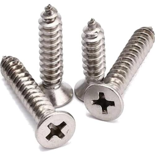 304 Stainless Steel Countersunk Cross Head Flat Self Tapping Screws All Size