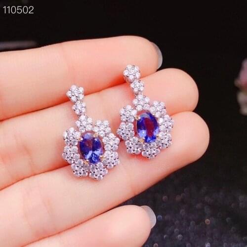 The best gift for Anniversary Tanzanite Earring 925 sterling silver Natural And Real Tanzanite Earring