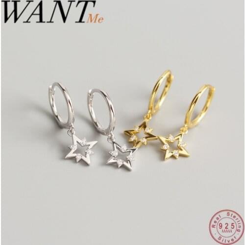 WANTME Fashion Brincos Star Real 925 Sterling Silver Hanging Stud Earrings For Women Sky Piercing Earrings Jewelry Gifts 2020
