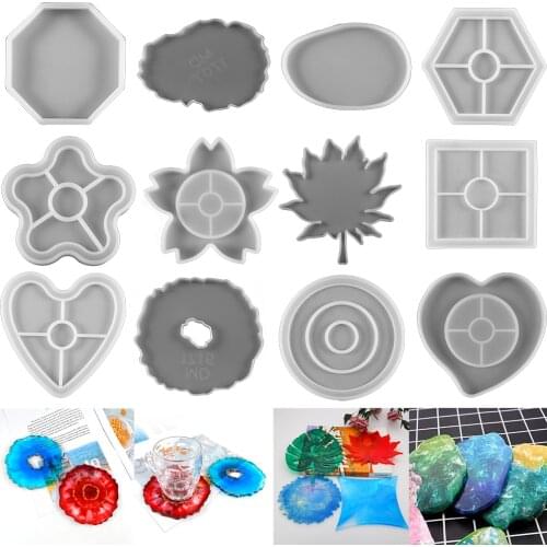 20 Style Coaster Silicone Molds Palm UV Epoxy Resin Mold Geode Coasters Resin Casting Mould for DIY Crafts Jewelry Making Tools