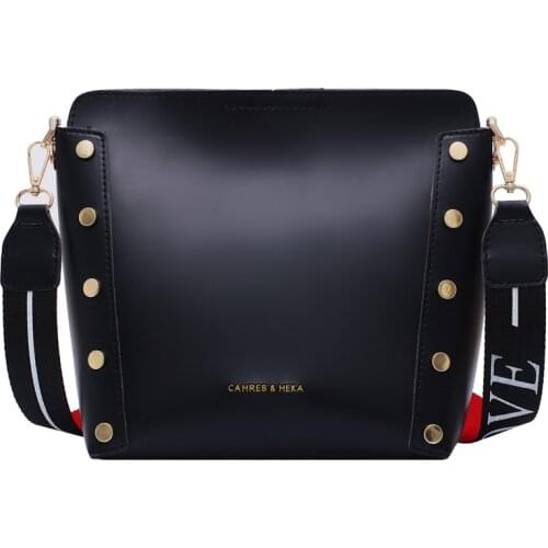 Lady Handbag Luxury Designer Black Bag Messenger Bag Women Bucket Shoulder Bag Large Capacity Vintage Matte Pu Leather