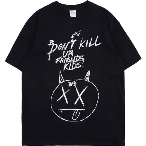 Revenge hip hop hand painted graffiti short sleeve lil ghost kid Wang Linkai same loose T-shirt