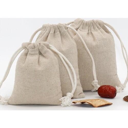 Vintage Natural Burlap Jute Grains Coffee Bean Bag Gift Pouches Party Supplies Drawstring Tote Storage Bag Sundries Organizer