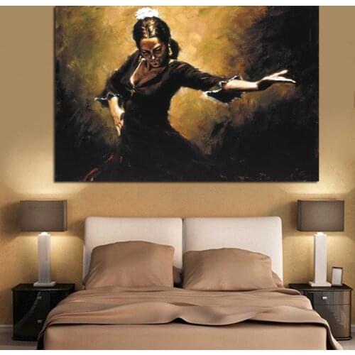 YWDECOR Abstract Ballet Dance Girl Figure Oil Painting on Canvas Modern Art Poster and Print Wall Picture for Living Room Decor
