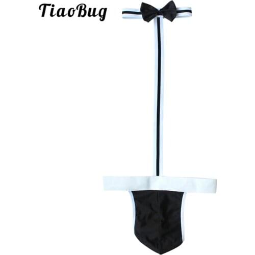 2018 TiaoBug New Black Cotton Adult Mens Sexy Lingerie Collared Borat Mankini Costume U Convex Design Swimsuit Thong Underwear