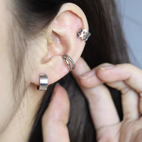 3pcs/set Fashion Ear Cuffs Ring Clip Earrings for Women Climbers No Piercing Fake Cartilage Punk Goth Earring Accessories Gift