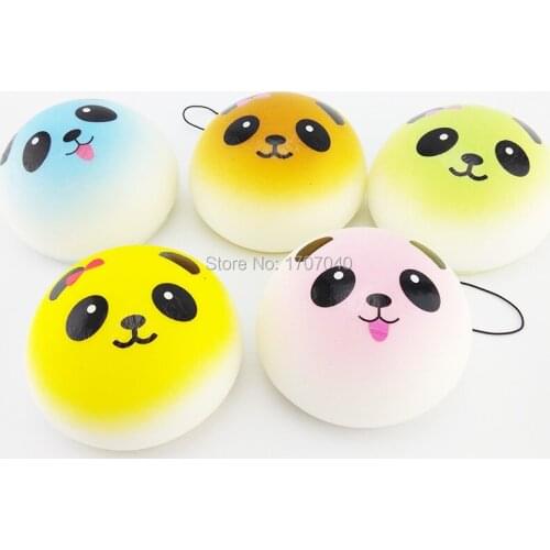 30PCS/Lot 7CM Colorful Panda Squishy Kid Toys Collectibles Food Toys Kawaii Buns Bread Scented Wholesale