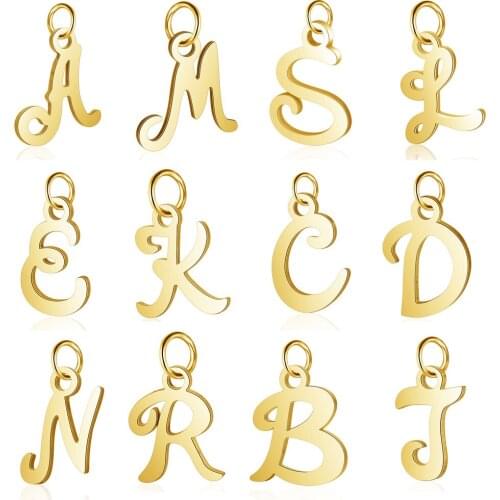5pcs/lot 100% Stainless Steel Alphabet Charms Vnistar Initail Handmade Jewelry Finding Supplies A-Z English Letter Pendants
