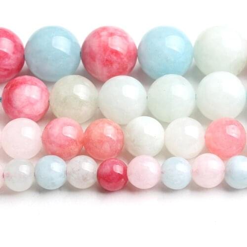 6/8/10/12mm Morgan Angelite Stone Beads Round Loose Spacer Beads For Jewellery Making DIY Fashion Bracelets 15' 'Strand