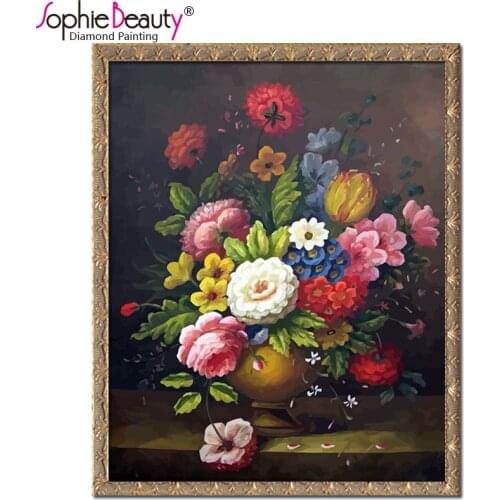Sophie Beauty Home Diy Diamond Painting Cross Stitch Full Square Colorful Flower Vase Embroidery Needlework Handcraft Art Mosaic