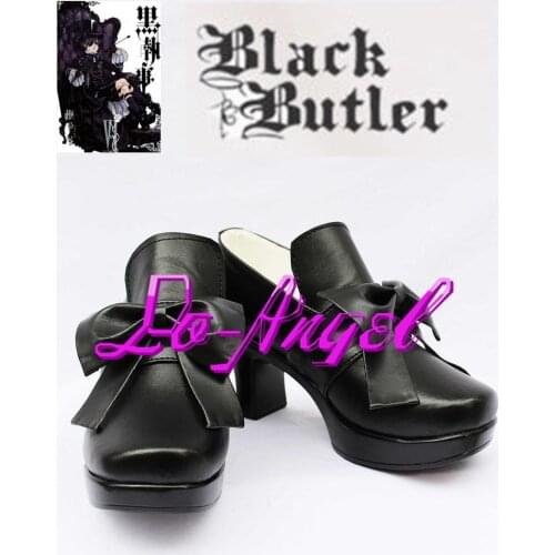 Anime Black Butler Cover Ciel Phantomhive Black Cosplay Customized Size Shoes