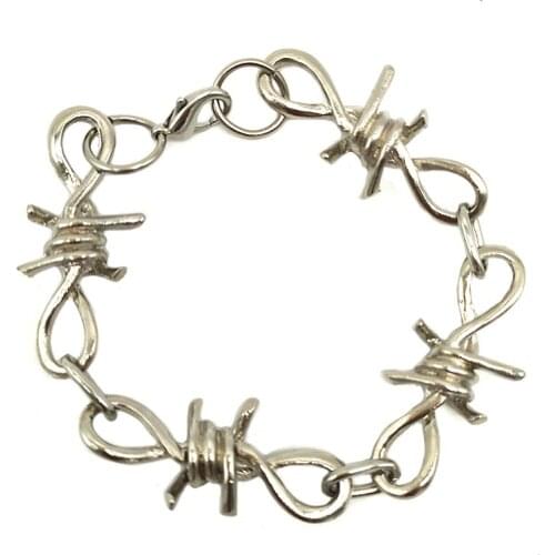 Men Bangle Open Cuff Twist Thorns Wire Pulsera Titanium Steel Geometric Bracelet Bangles Barbed Jewelry