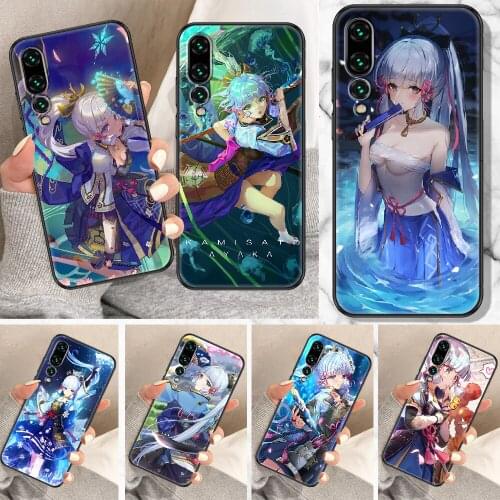 Genshin Impact Kamisato Ayaka Phone Case For Huawei P Mate P10 P20 P30 P40 10 20 Smart Z Pro Lite black silicone coque trend