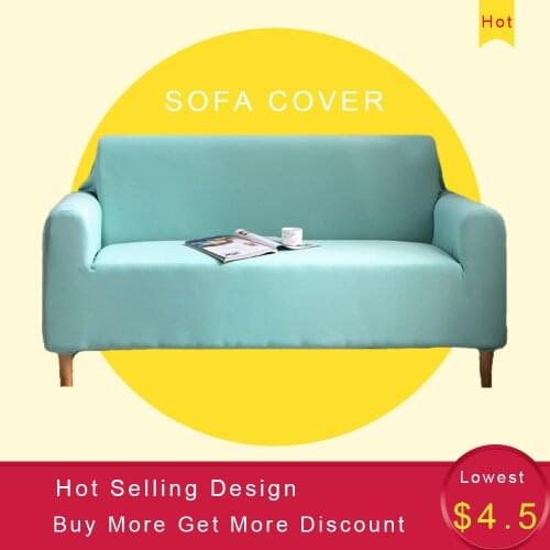 Decorative Throw Sofa Cover For Living Room I shaped Knitted Fresh Stretchable Soft Comfortable Sky Blue Sofa Bed Cover Durable