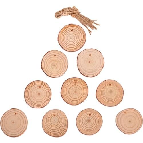 10Pcs Round Wooden Pieces Wood Shaped for Wedding Favors Tree Decoration