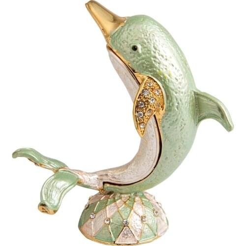 FLETCHER Brand Beautiful Green Dolphin Style for Trinket Jewelry Box