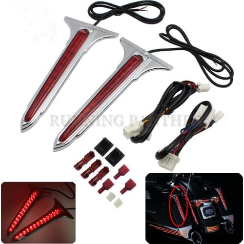 Chrome Wedge LED Rear Saddlebag Accents Lights Smoke/Red Hardware For Harley Touring Road Glide FLHR FLHP Street Glide FLHX