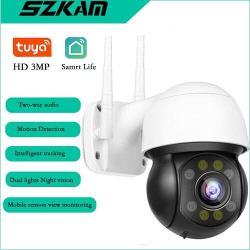 Tuya 3MP HD IP Camera WIFI Outdoor Security PTZ Camera Smart Life APP Speed Dome Camera Motion Detection Video Surveillance CCTV