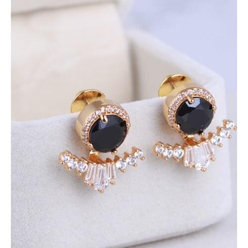Fashion solitaire full diamond fan-shaped detachable floating earrings