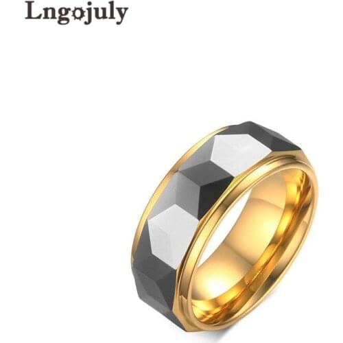 Top Quality 8MM Wedding Ring For Men Tungsten Carbide Rings Bands Geometric Facet Jewelry Accessoeries Engagement Ring For Party
